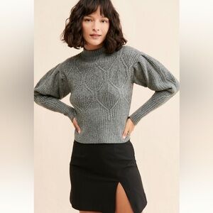 ASTR the Label Puff Sleeve Turtleneck Knit Sweater